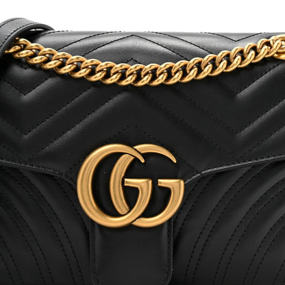 Calfskin Matelasse Small GG Marmont Shoulder Bag Black