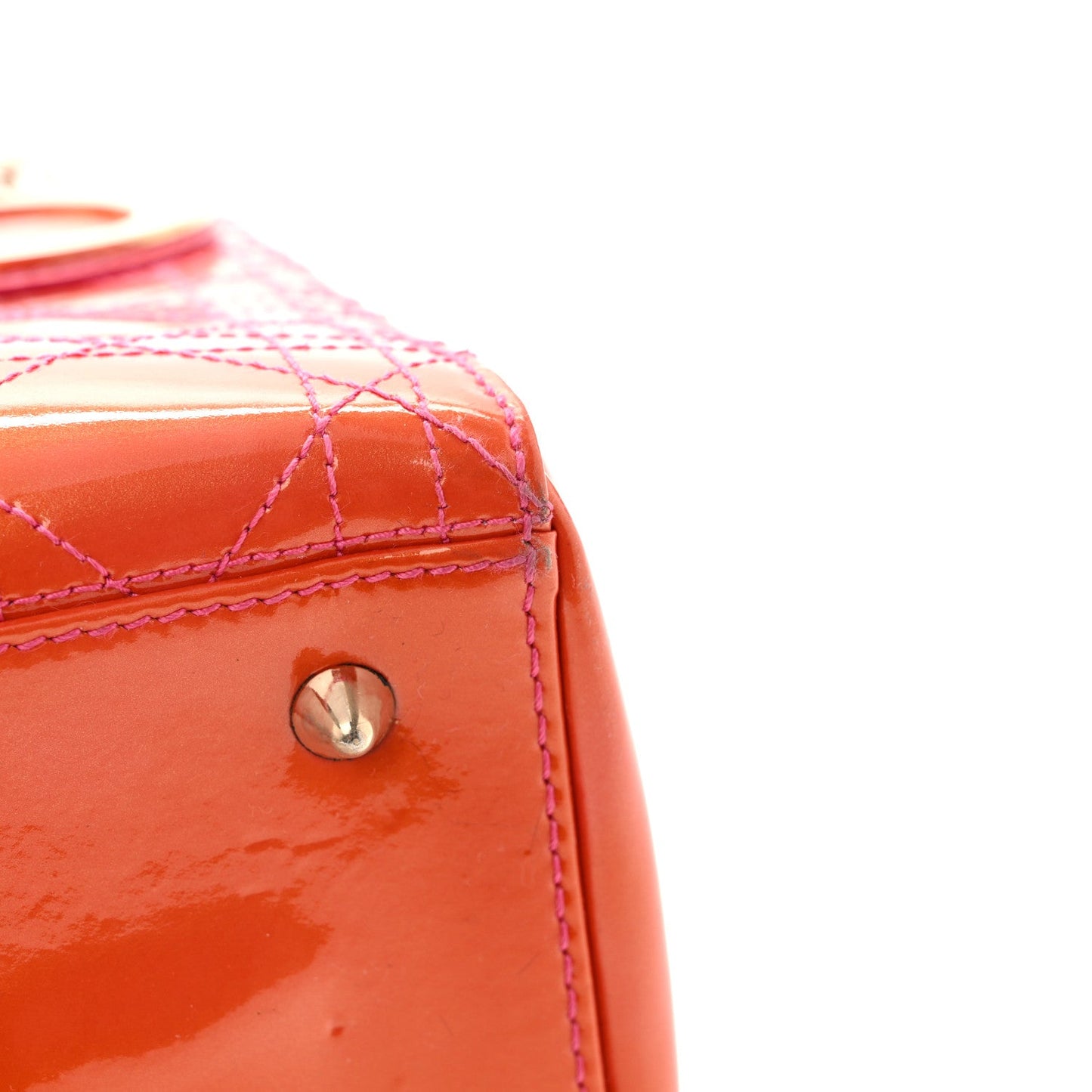 Patent Cannage Stitched Medium Lady Dior Orange