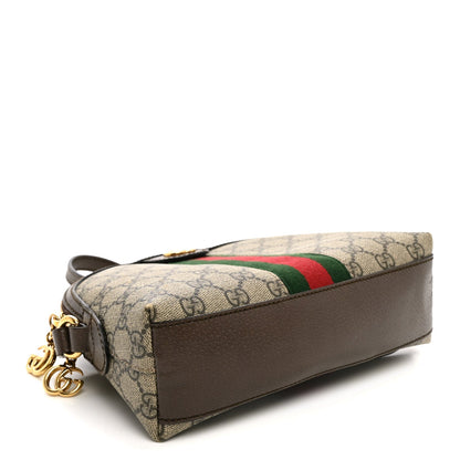 GG Supreme Monogram Textured Dollar Calfskin Web Small Ophidia Dome Shoulder Bag Beige Ebony New Acero