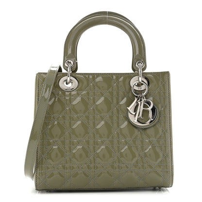 Patent Cannage Medium Lady Dior Grey
