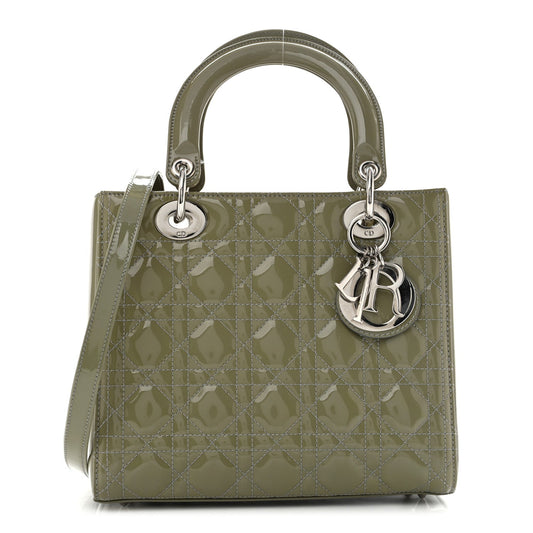 Patent Cannage Medium Lady Dior Grey