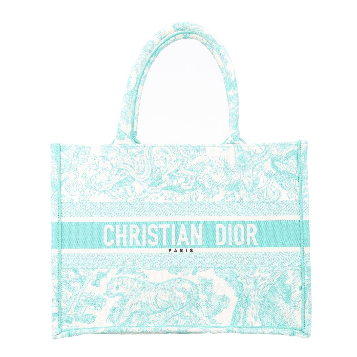 Canvas Embroidered Medium Dioriviera Toile De Jouy Book Tote Aquamarina