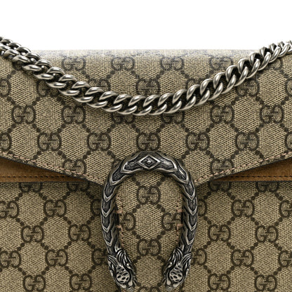 GG Supreme Monogram Suede Small Dionysus Shoulder Bag Beige Ebony Taupe