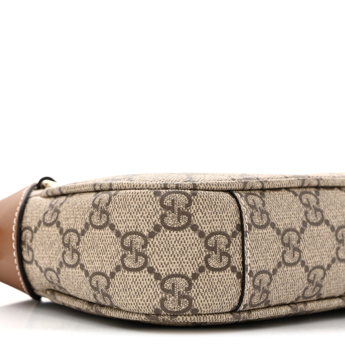 GG Supreme Monogram Textured Calfskin Small Emblem Shoulder Bag Beige Dark Brown