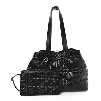 Crinkled Calfskin Macrocannage Large Toujours Black