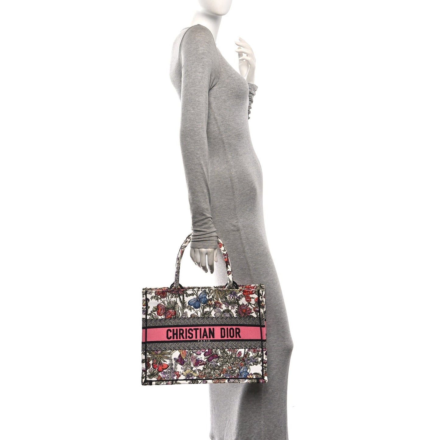 Canvas Embroidered Medium Mexico Millefiori Book Tote White Multicolor