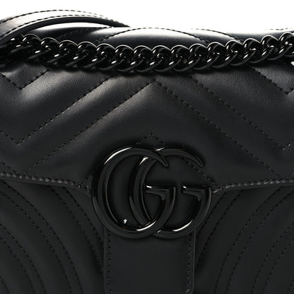 Calfskin Matelasse Monochrome Mini GG Marmont Shoulder Bag Black