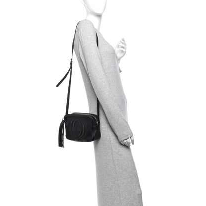 Pebbled Calfskin Small Soho Disco Bag Black