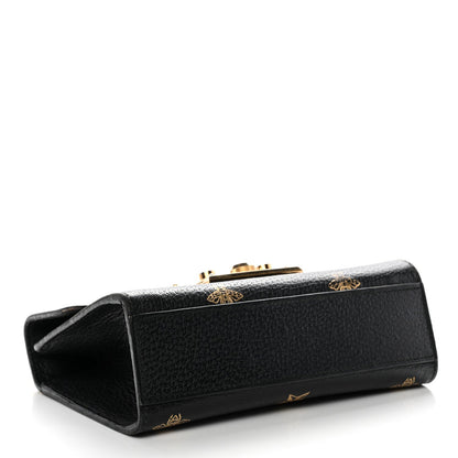 Grained Calfskin Bee Star Small Padlock Shoulder Bag Black