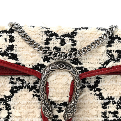 Tweed GG Monogram Super Mini Dionysus Shoulder Bag White Black Romantic Cherry
