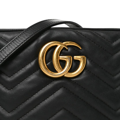 Calfskin Matelasse Small GG Marmont Chain Shoulder Bag Black