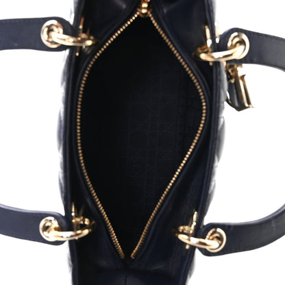 Lambskin Cannage Medium Lady Dior Navy Blue