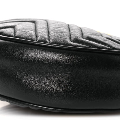 Azalea Calfskin Matelasse Heart Mini GG Marmont Round Shoulder Bag Black