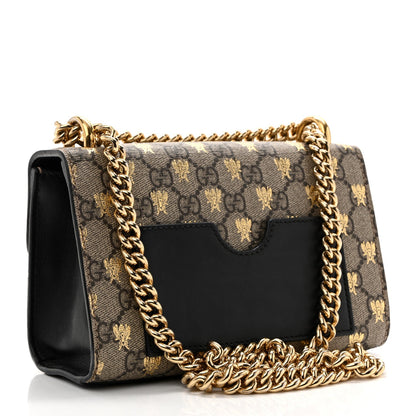 GG Supreme Monogram Bees Small Padlock Shoulder Bag Black