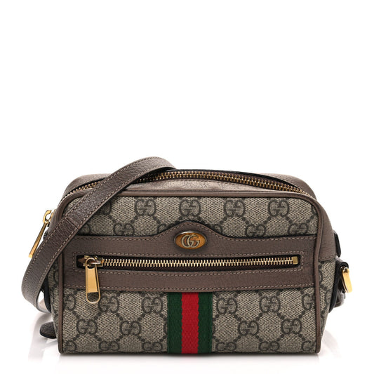 GG Supreme Monogram Web Mini Ophidia Shoulder Bag Brown