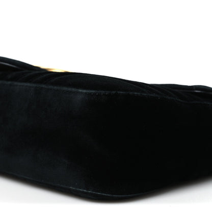 Velvet Matelasse Medium GG Marmont Shoulder Bag Black
