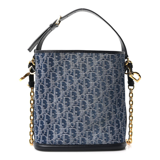 Denim Jacquard Oblique C'est Dior Bucket Bag Blue