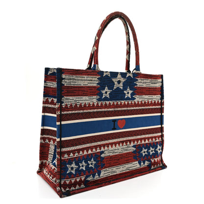 Canvas Embroidered Large Exclusive US Book Tote Multicolor