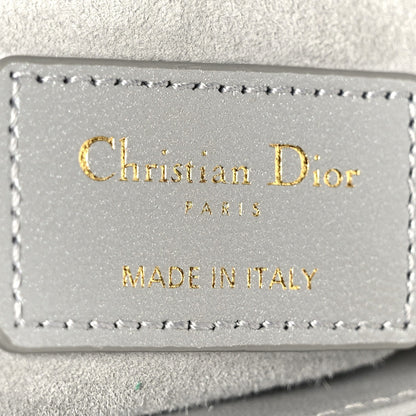 Metallic Lambskin Cannage Mini Lady Dior Grey