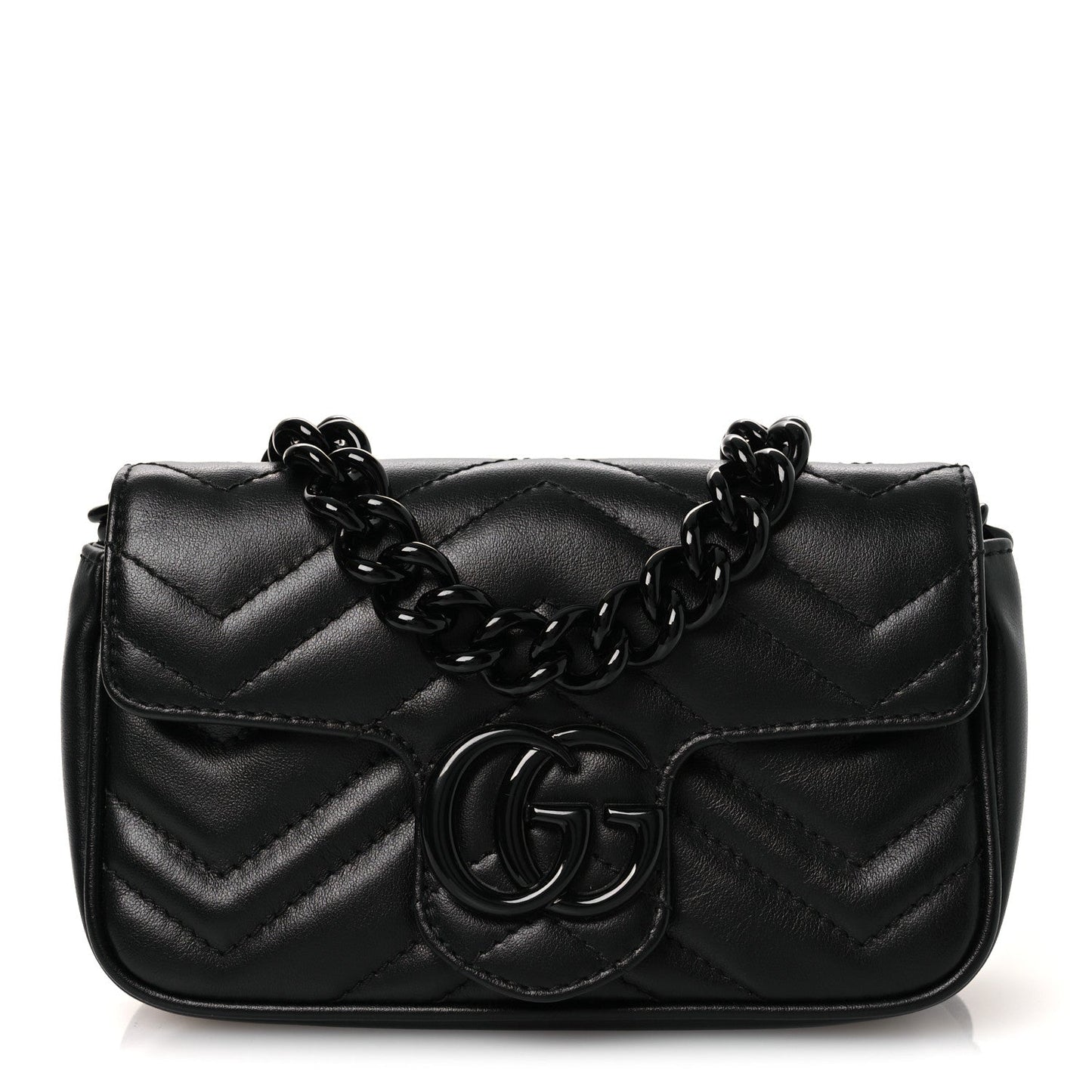 Calfskin Matelasse Monochrome GG Marmont Chain Belt Bag Black