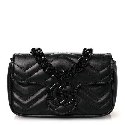 Calfskin Matelasse Monochrome GG Marmont Chain Belt Bag Black