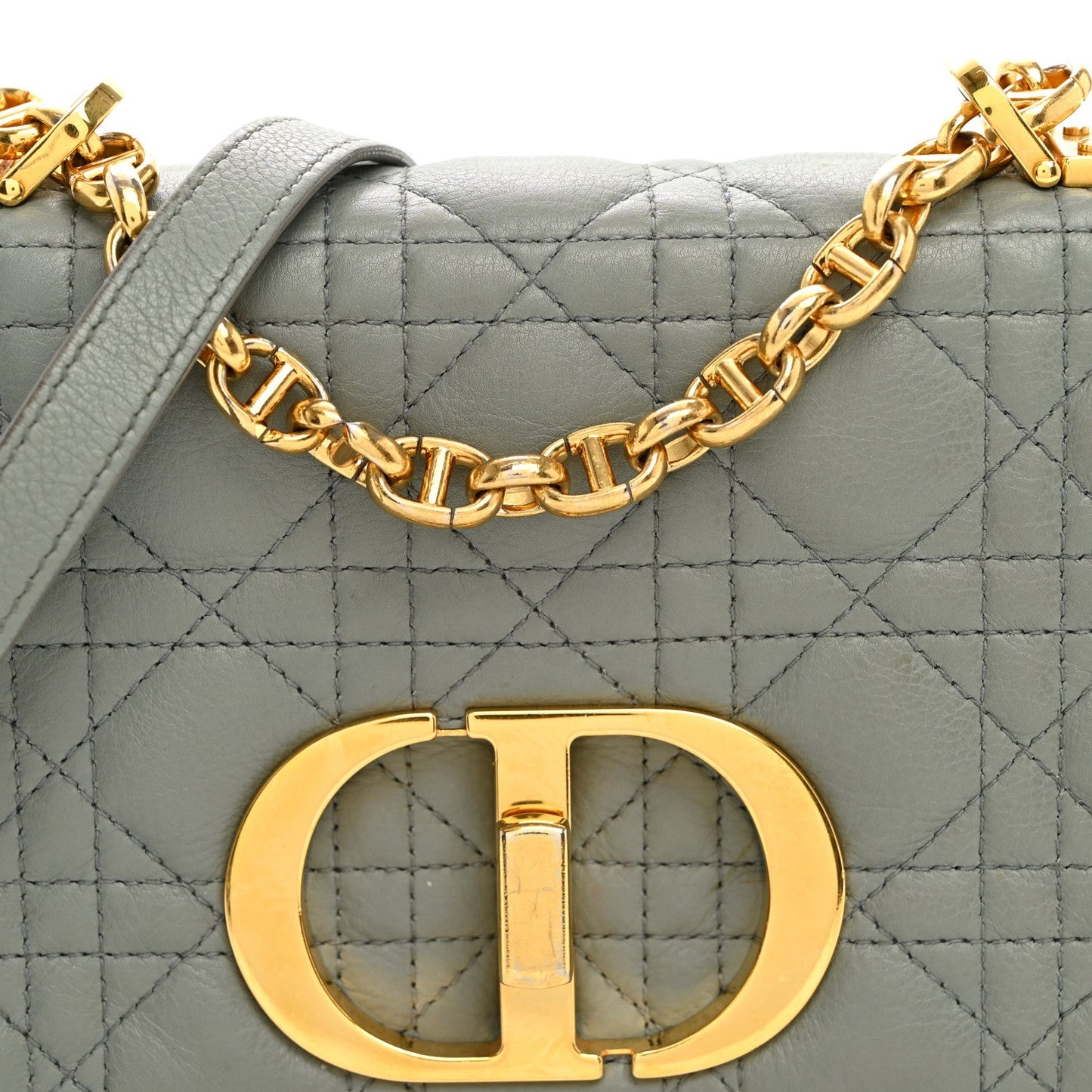 Calfskin Cannage Small Caro Bag Grey