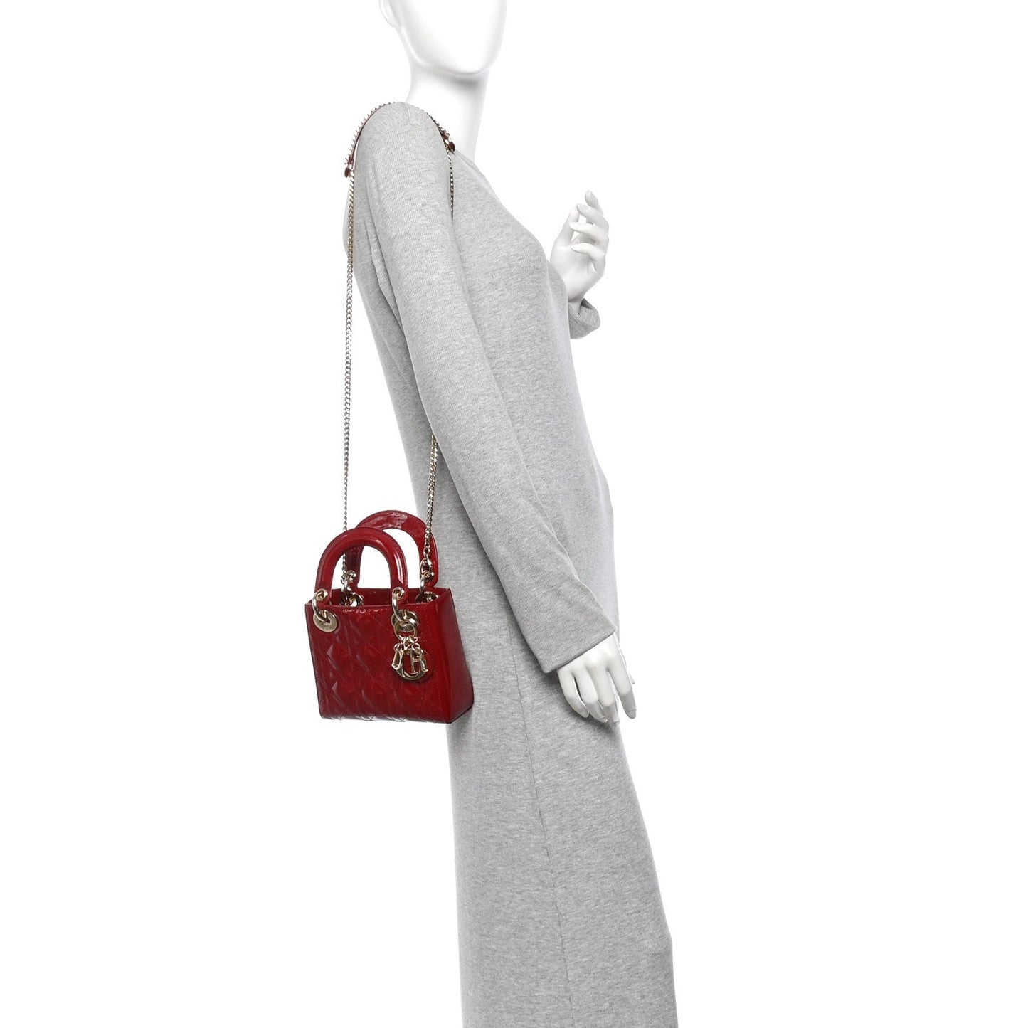Patent Cannage Mini Lady Dior Red