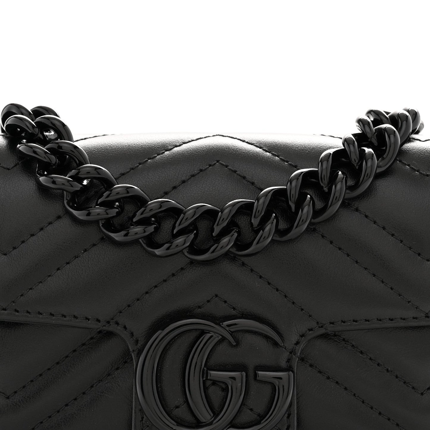 Calfskin Matelasse Monochrome GG Marmont Chain Belt Bag Black