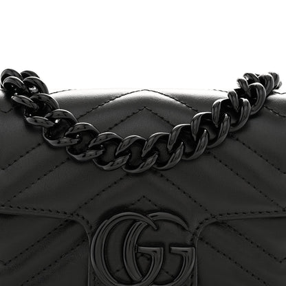 Calfskin Matelasse Monochrome GG Marmont Chain Belt Bag Black