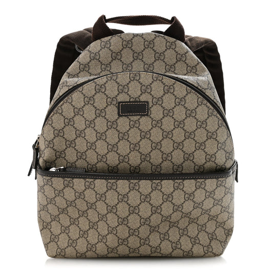 GG Supreme Monogram Margaux Calfskin Childrens Day Backpack Beige Ebony Cocoa Dark Chocolate