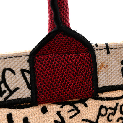 Canvas Embroidered Medium Dioramour Graffiti Book Tote Latte Multicolor