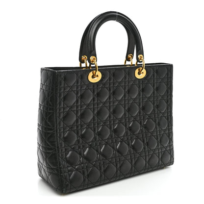 Lambskin Cannage Large Lady Dior Black Black