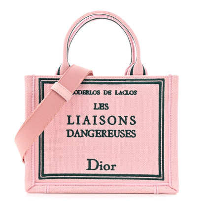 Canvas Embroidered Book Cover Mini Book Tote Pink Green