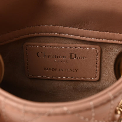 Lambskin Cannage Micro Lady Dior Rose Des Vents