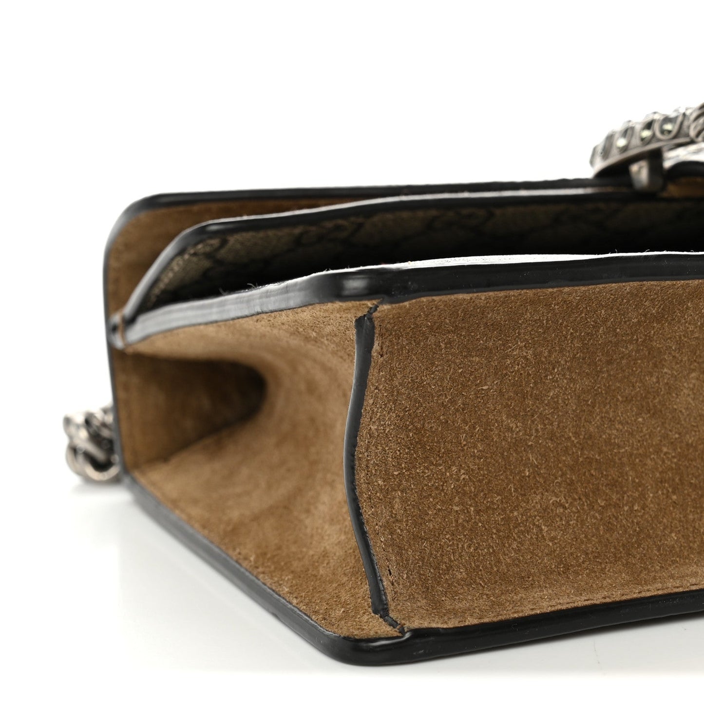 GG Supreme Monogram Suede Crystal Small Dionysus Shoulder Bag Beige Ebony Taupe