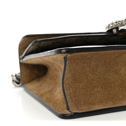 GG Supreme Monogram Suede Crystal Small Dionysus Shoulder Bag Beige Ebony Taupe