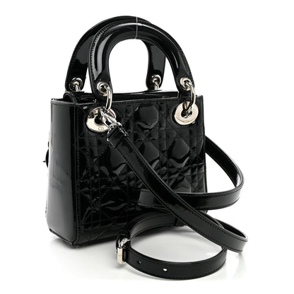 Patent Cannage Mini Lady Dior Black