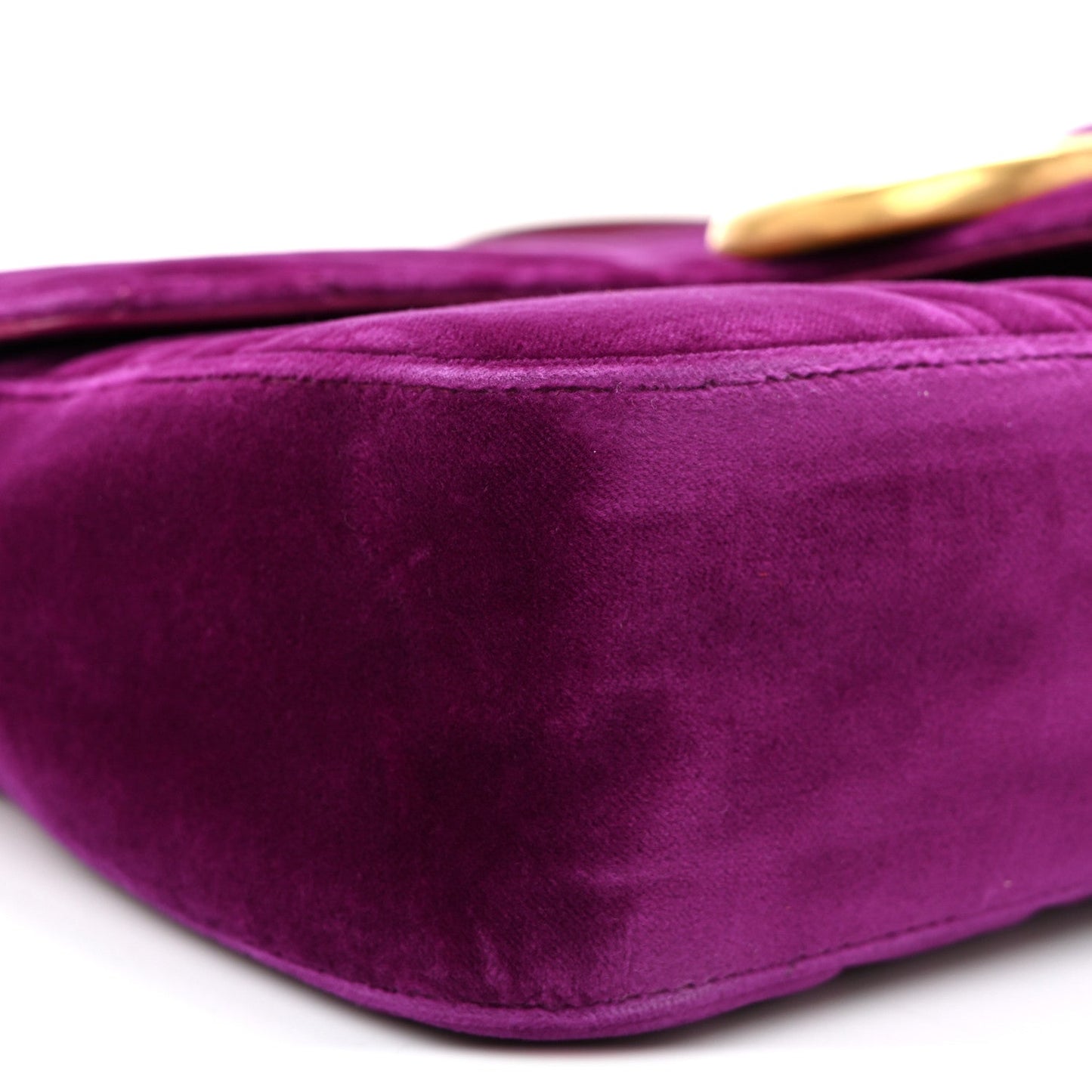 Velvet Matelasse Medium GG Marmont Shoulder Bag Fuchsia Violet Cyclamen