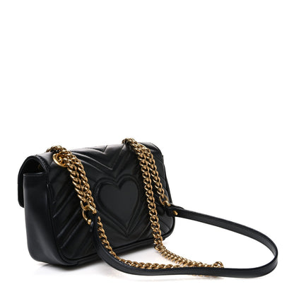 Calfskin Matelasse Mini GG Marmont Shoulder Bag Black