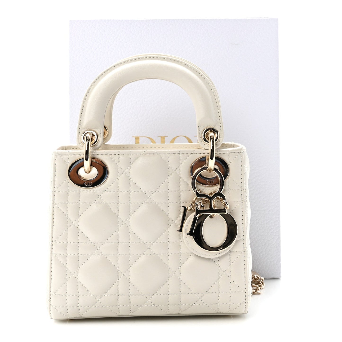 Lambskin Cannage Mini Lady Dior Latte