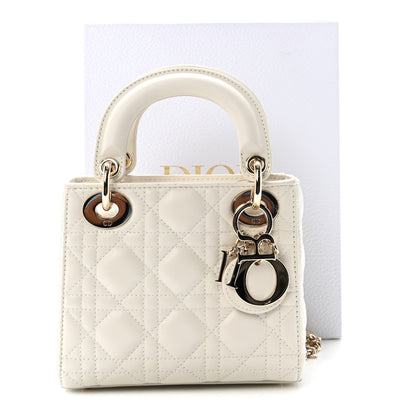 Lambskin Cannage Mini Lady Dior Latte