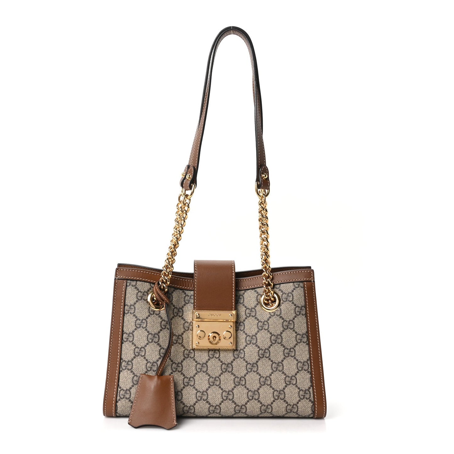 GG Supreme Monogram Calfskin Small Padlock Tote Beige Ebony Tuscany