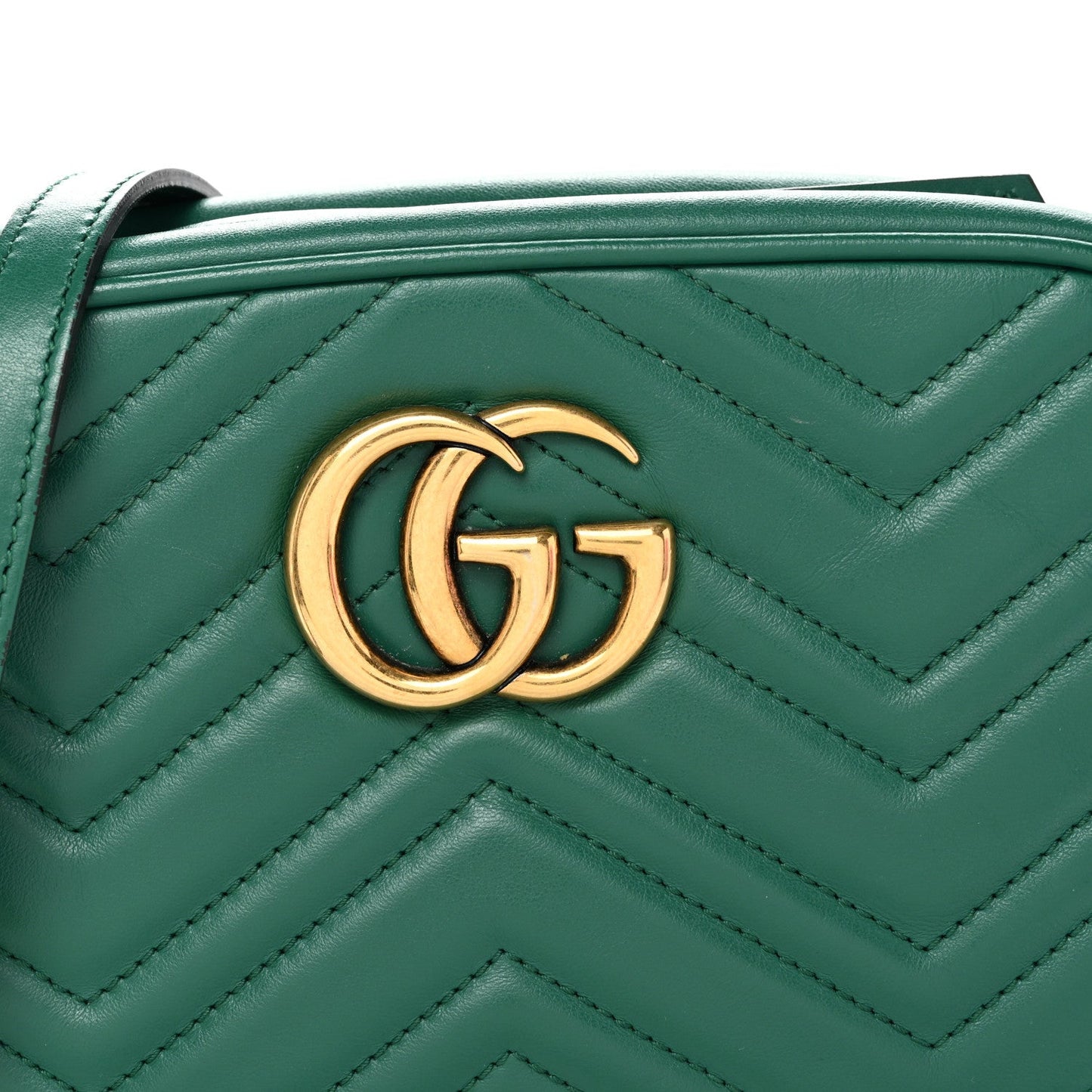 Calfskin Matelasse Small GG Marmont Chain Shoulder Bag Emerald Green