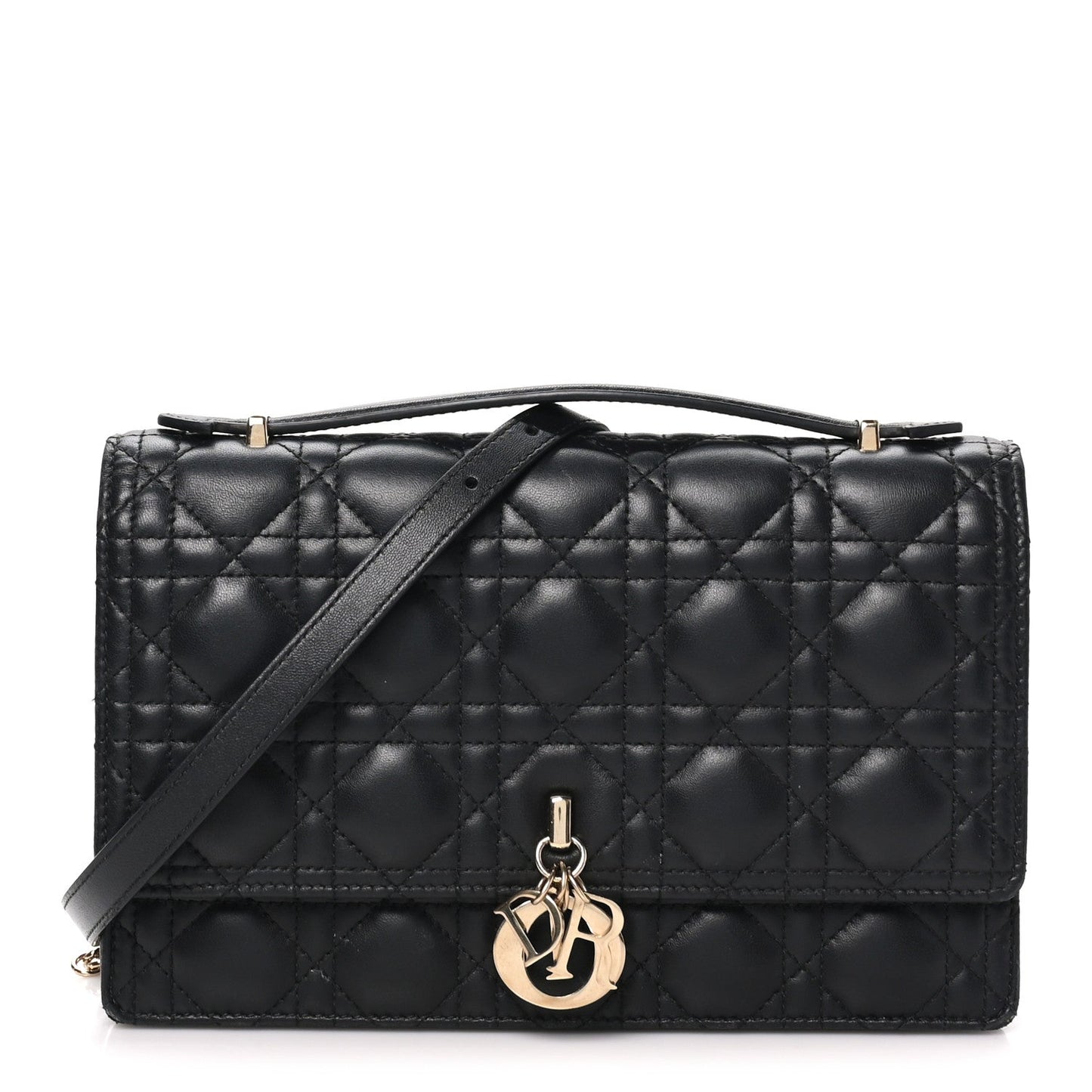 Lambskin Cannage Miss Dior Top Handle Bag Black