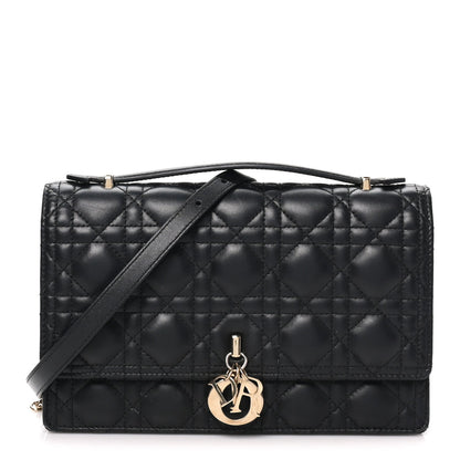 Lambskin Cannage Miss Dior Top Handle Bag Black