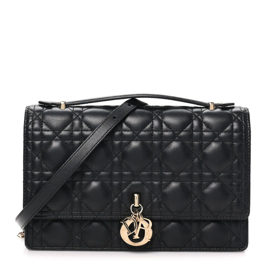 Lambskin Cannage Miss Dior Top Handle Bag Black