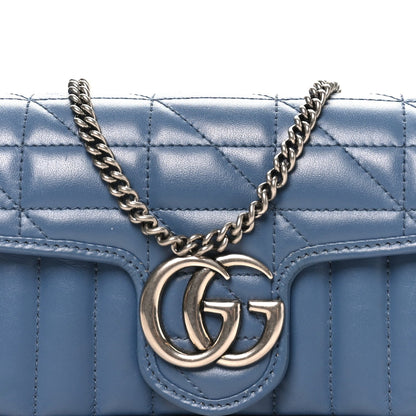 Calfskin Matelasse Aria Super Mini GG Marmont Shoulder Bag Clear Blue