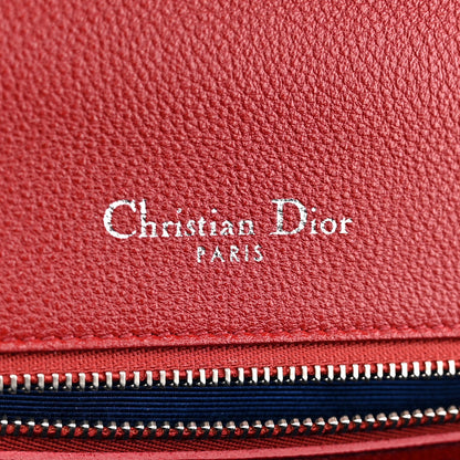 Grained Calfskin Medium Diorama Flap Bag Red