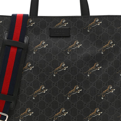 GG Supreme Monogram Tigers Web Vertical Tote Black Multicolor