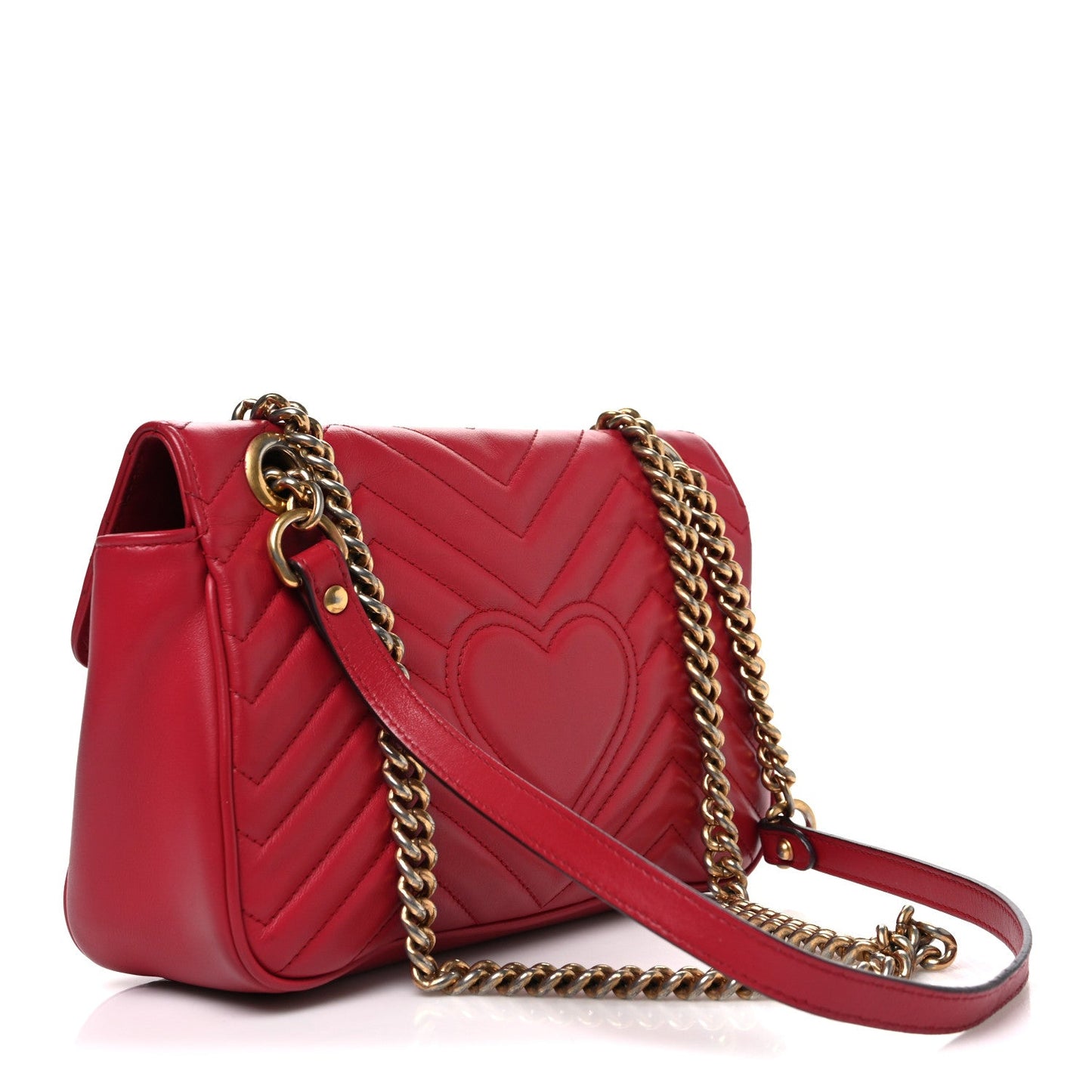 Calfskin Matelasse Small GG Marmont Shoulder Bag Hibiscus Red